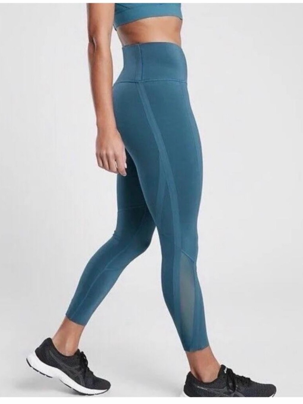 Athleta Teal High-Gear 7/8 Tight Mesh Panel Leggings NWOT